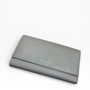 Kate Spade New York Gray Saffiano Leather Wallet Clutch (As-Is)